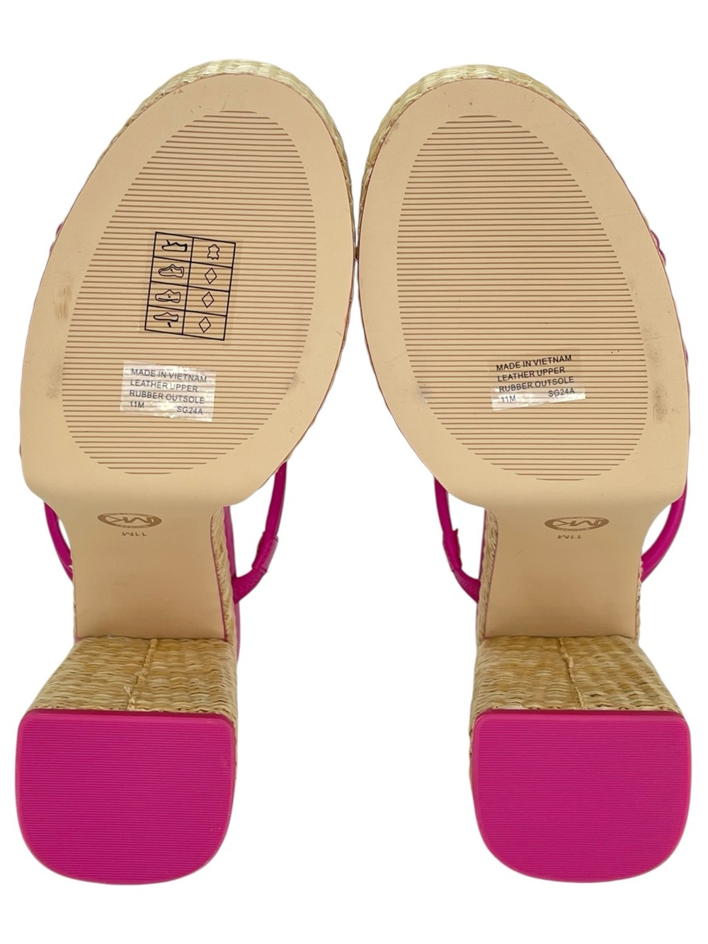 Michael Kors Corrine Pink Leather Raffia Womens Platform Sandals Size 11M - Picture 13 of 15
